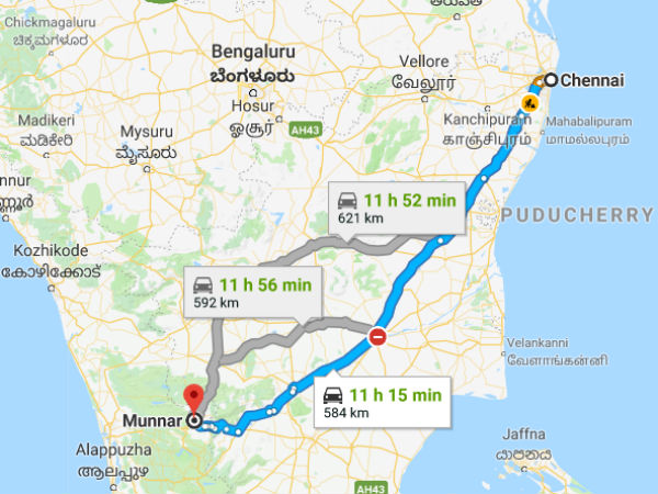 ചെന്നെയിൽ നിന്ന് മൂന്നാറിലേക്കെത്തിച്ചേരാനുള്ള മികച്ച യാത്രാ വീഥികൾ