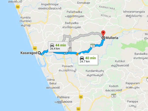 കാസർകോഡു നിന്നും മുള്ളേരിയയിലേക്ക്