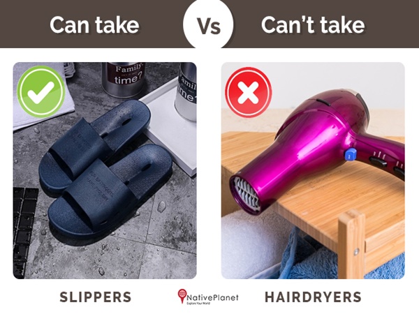 ബാത്റൂം സ്ലിപ്പറും ഹെയർ ഡ്രയറും 