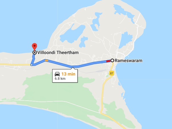 വില്ലൂണ്ടി തീർഥത്തിലേക്കുള്ള ദൂരം