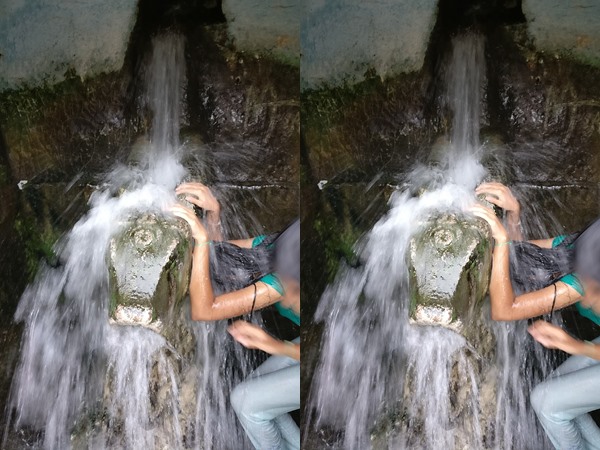 നന്ദിയുടെ വായിലൂടെ ഒഴുകിയെത്തുന്ന വെള്ളം 