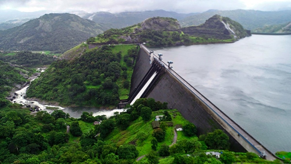 Idukki Water flows from the gates of Cheruthoni Dam