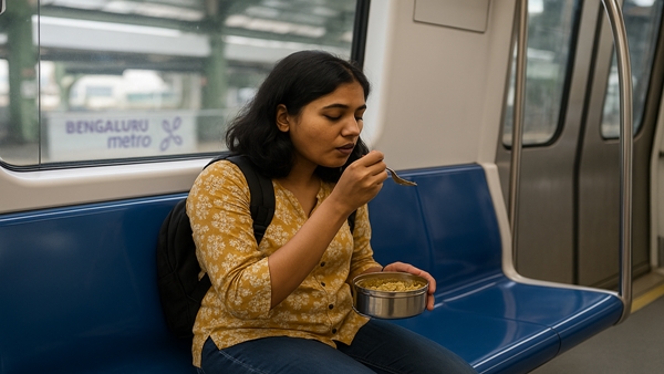 Bangalore Travel Public Reacts After Namma Metro Fines Woman 500 for Eating - Support Grows for Passenger Bangalore Travel Public Reacts After Namma Metro Fines Woman 500 for Eating - Support Grows for Passenger