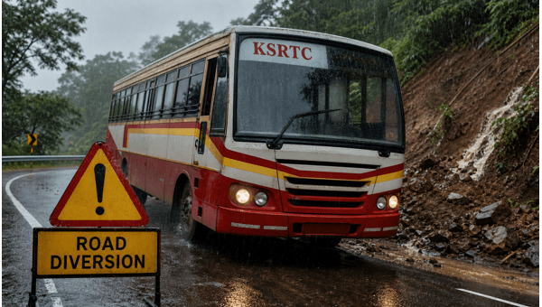 KSRTC Bengaluru-Kerala Bus Services Disrupted Due to Heavy Rain: Route Changes and Updates 2026