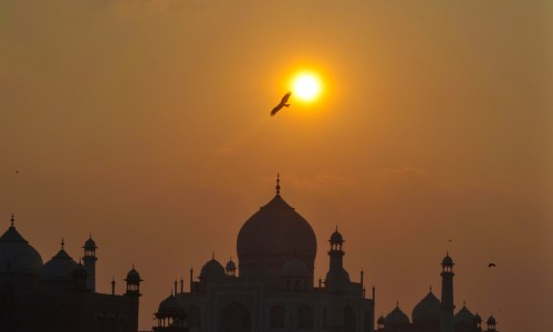 The beauty of the Taj Mahal During Sunset and Sunrise