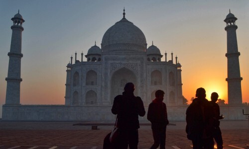 The beauty of the Taj Mahal During Sunset and Sunrise