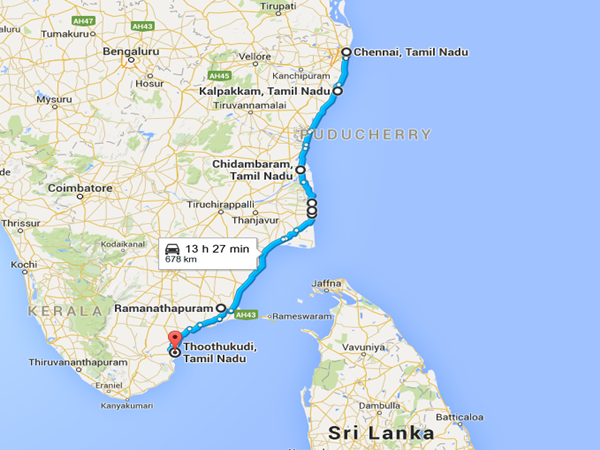 சென்னை - கல்பாக்கம் - சிதம்பரம் - ராமநாதபுரம் - தூத்துக்குடி