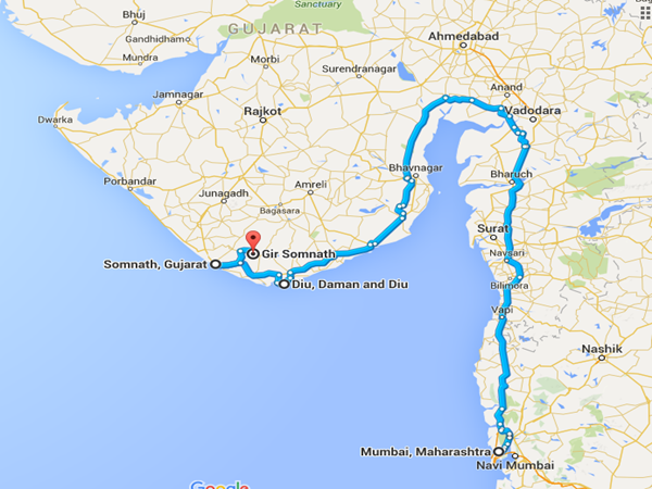 மும்பை - பரோடா - டையூ - சோம்நாத் - கிர் - கிரேட்டர் ரண் ஆப் குட்ச்