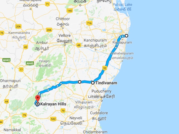 சென்னை - கல்ராயன் எளிய வழி