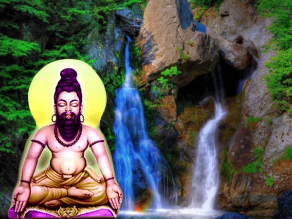 ஆர்ப்பரிக்கும் அருவி நடுவில் அதிசய அகத்தியர் 