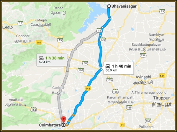 பவானிசாகர் - கோயம்புத்தூர் பவானிசாகர் - கோயம்புத்தூர்