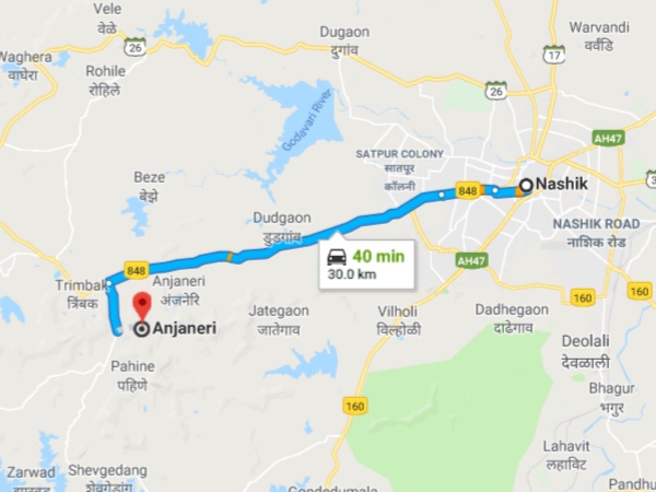 நாசிக்கிலிருந்து தொலைவு நாசிக்கிலிருந்து தொலைவு