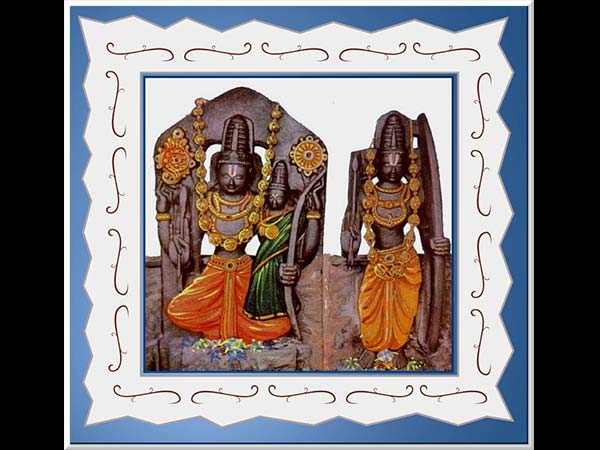 రాముడి తొడపై సీత కుర్చొన్నట్లు ఉన్న విగ్రహం