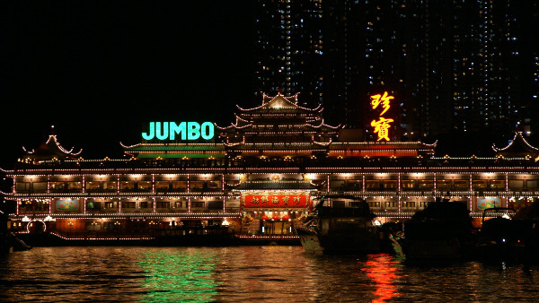 Floating restaurant on the water of Krishna